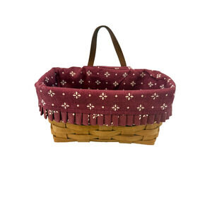 1995 Longaberger Medium Key Basket w/Maroon Liner USA 9"L x 5"W x 5"H Vintage